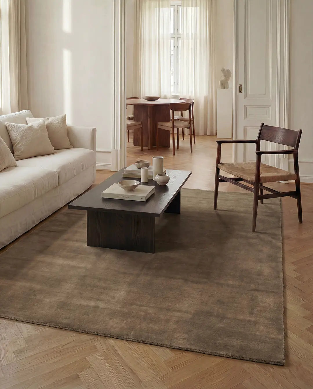 Classic Collection Solid Brown wool rug - detail - The Slow Store