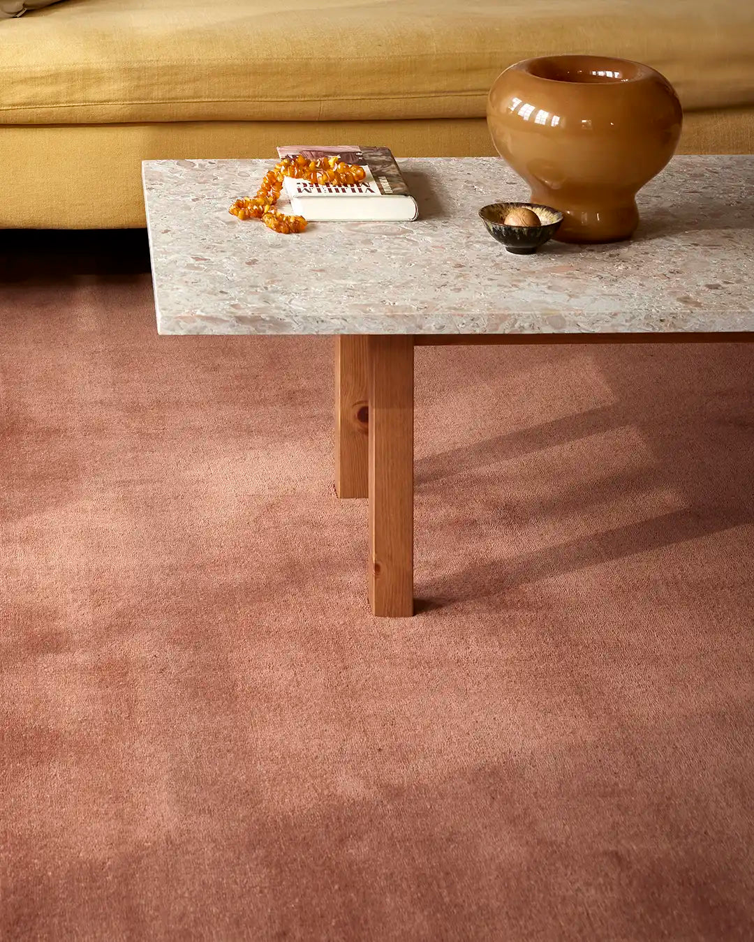 Classic Collection Solid Coral wool rug - detail - The Slow Store