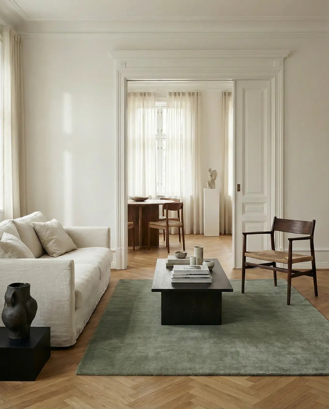Classic Collection Solid Green wool rug - lifestyle - The Slow Store