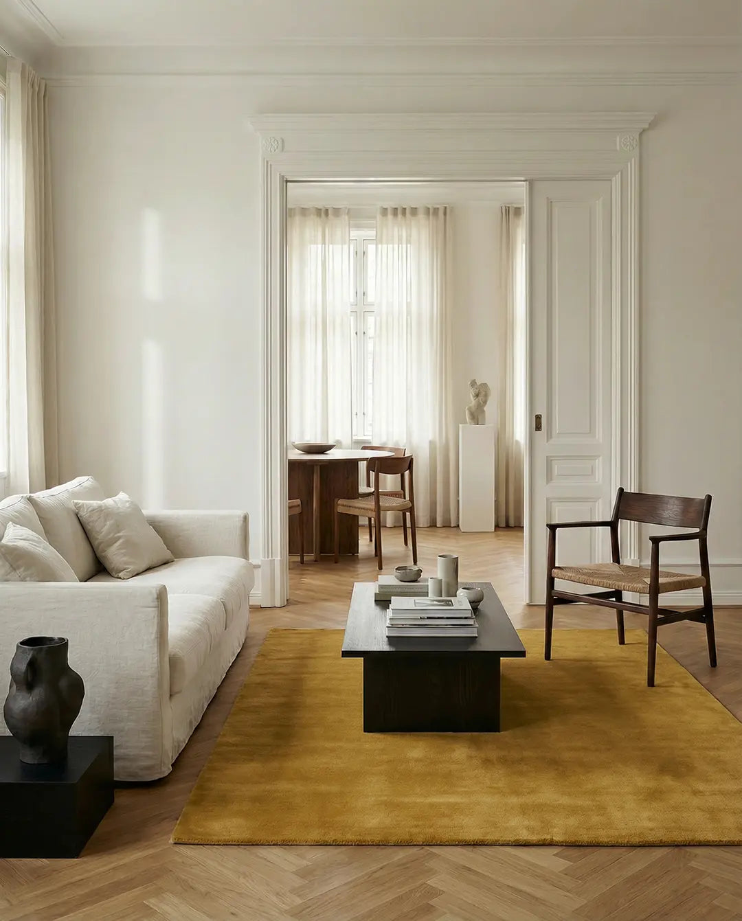 Classic Collection Solid Ochre wool rug - lifestyle - The Slow Store