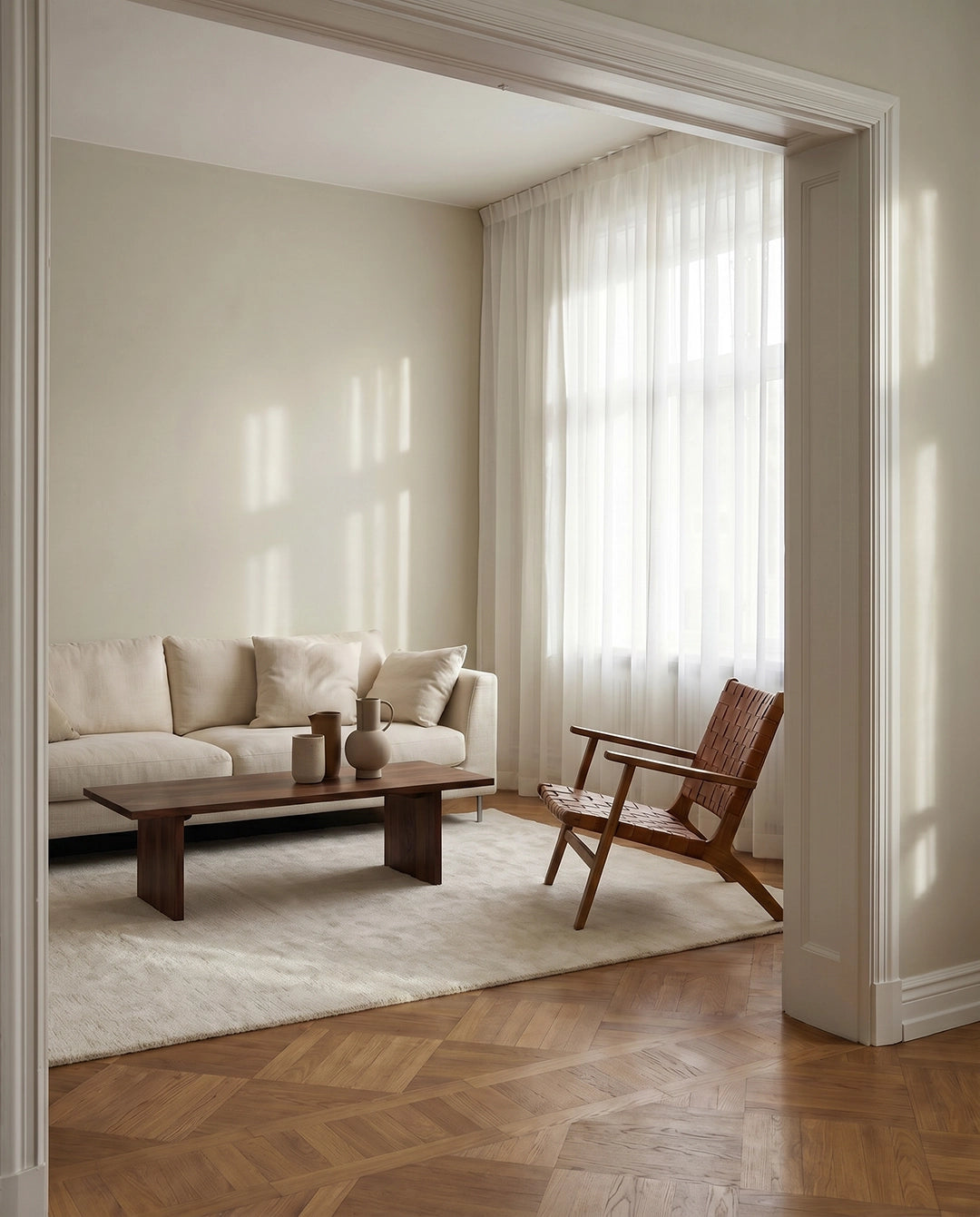 Classic Collection Solid Off-white wool rug - lifestyle - The Slow Store