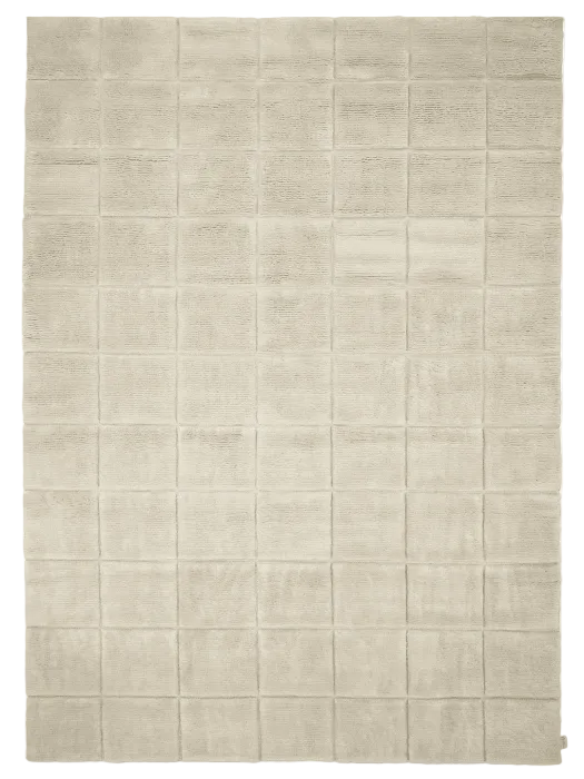 Classic Collection Grid Ivory wool rug - full - The Slow Store